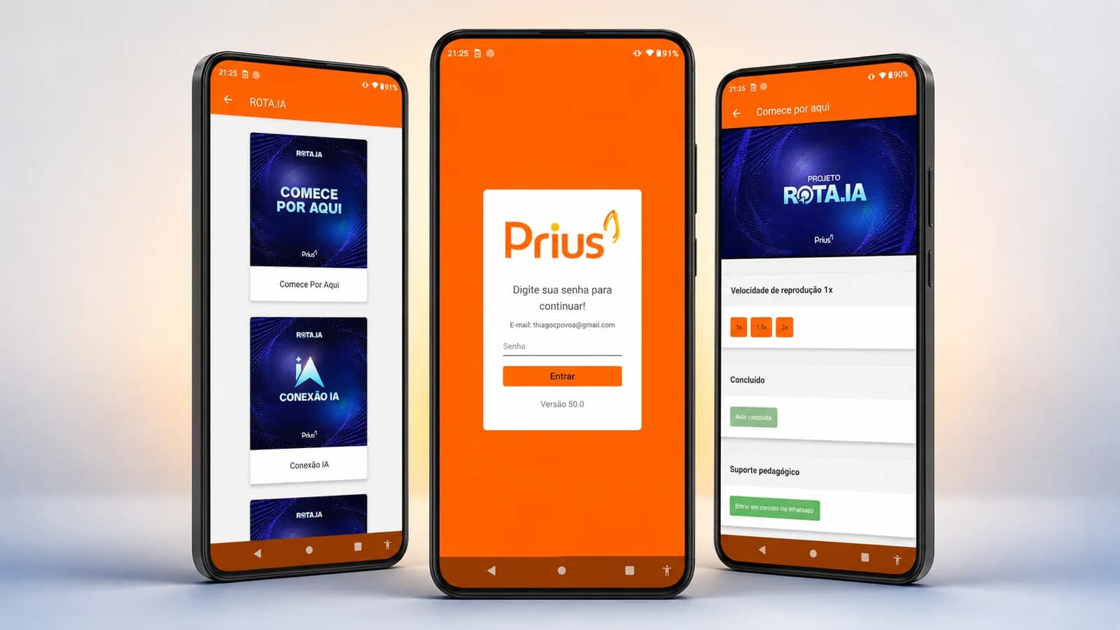 Site da App Curso Prius em monitor e celular